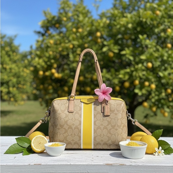 Coach Handbags - Coach Signature Stripe Satchel – Recently Refreshed & Ready for Summer!🍋☀️